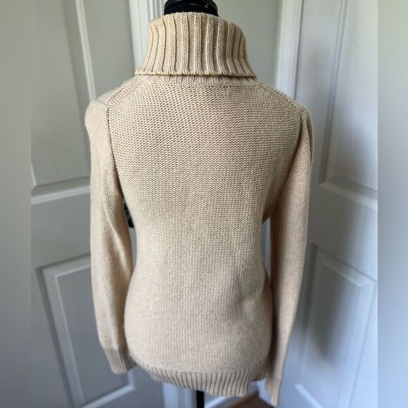 J Crew Wool Blend Cableknit Turtleneck Sweater Small - Picture 3 of 5